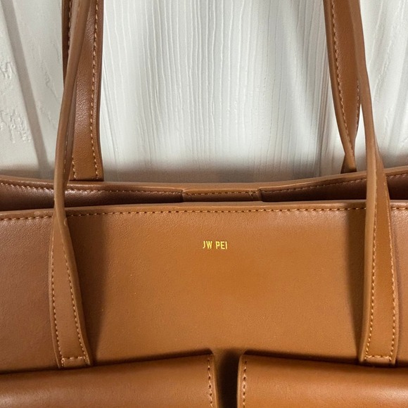 JW PEI Linda Tote Bag Latte Brown Faux Leather Tote Bag With Multiple‎ Pockets - Picture 4 of 14